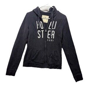 Hollister Surf Y2K Dark Blue Full Zip Hoodie Women’s Sz Medium Sweatshirt